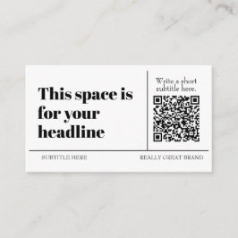 Tarjeta De Visita Código QR simple en blanco y negro personalizable