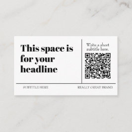 Tarjeta De Visita Código QR simple en blanco y negro personalizable
