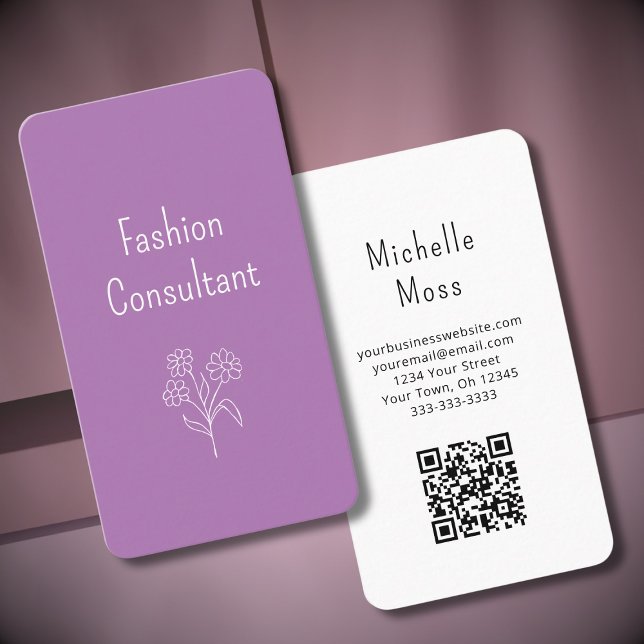 Tarjeta De Visita Código QR Simple Flower Fashion Consultor (Subido por el creador)