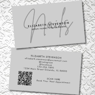 Tarjeta De Visita Código QR simple minimalista gris para artista de 