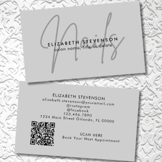 Tarjeta De Visita Código QR simple minimalista gris para artista de 
