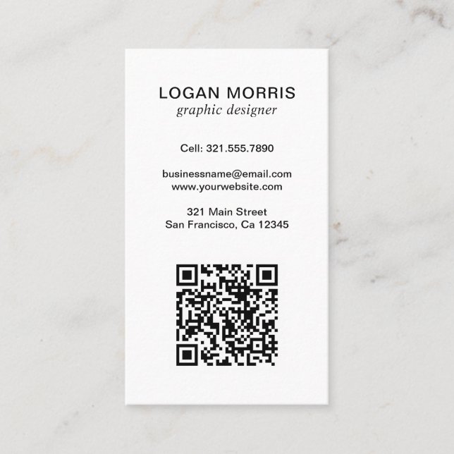 Tarjeta De Visita Código QR simple moderno (Anverso)