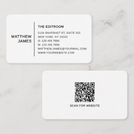 Tarjeta De Visita Código QR Simple Moderno Minimalista Negro Blanco