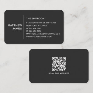 Tarjeta De Visita Código QR Simple Moderno Minimalista Negro Blanco