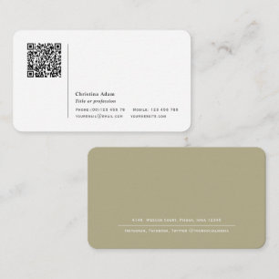 Tarjeta De Visita Código QR Simple Sage Green Professional
