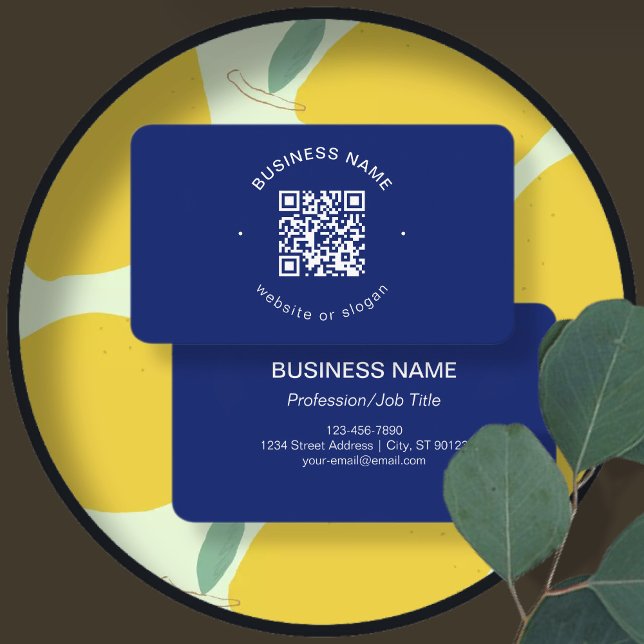 Tarjeta De Visita Código QR simple y moderno | Azul marino (Subido por el creador)