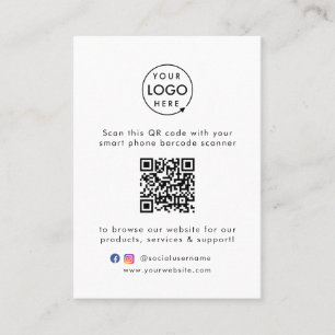 Tarjeta De Visita Código QR Sitio web de negocios Escanme Logotipo d