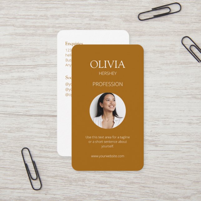 Tarjeta De Visita Código QR social de foto blanca/terracota (Anverso/Reverso In Situ)