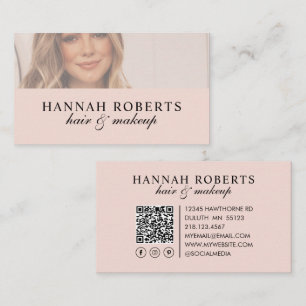 Tarjeta De Visita Código QR Social de Foto de Cabello y Maquillaje c