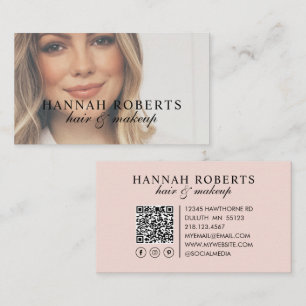 Tarjeta De Visita Código QR Social de Foto de Maquillaje de Pelo con
