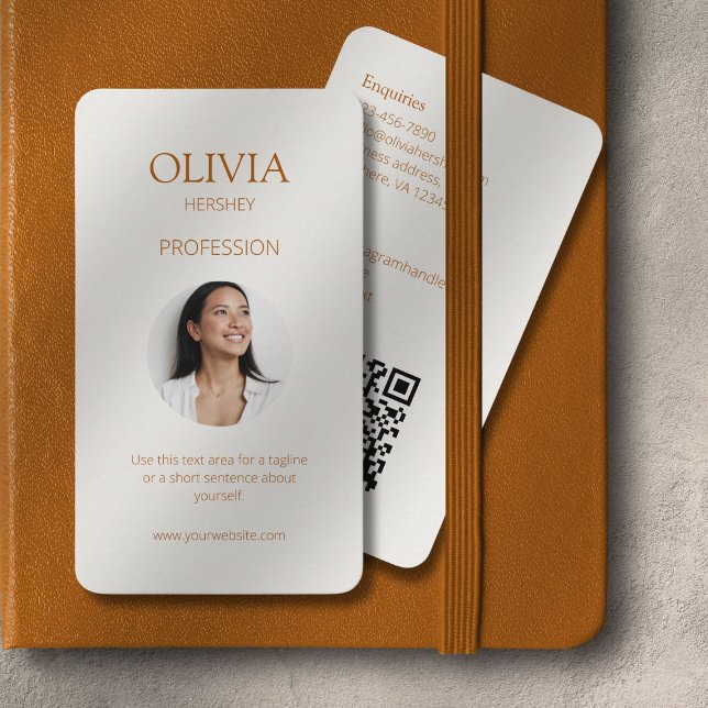 Tarjeta De Visita Código QR social de fotos de ocre e marfil (Subido por el creador)