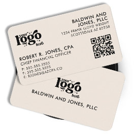 Tarjeta De Visita Código QR Su logotipo Diseño genérico blanco senci