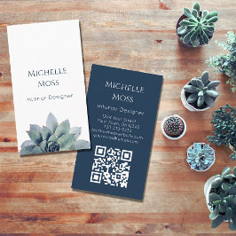 Tarjeta De Visita Código QR Suculento Desierto Botánico Moderno