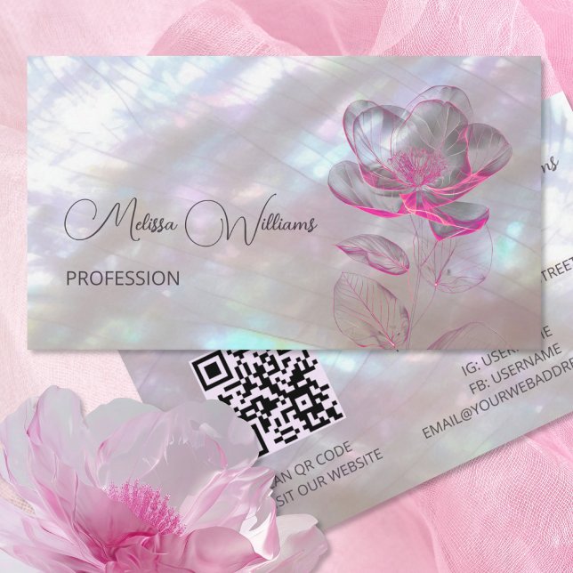 Tarjeta De Visita Código QR | Sumergimiento de flor de perlas (Subido por el creador)
