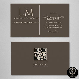 Tarjeta De Visita Código QR Taupe Elegante