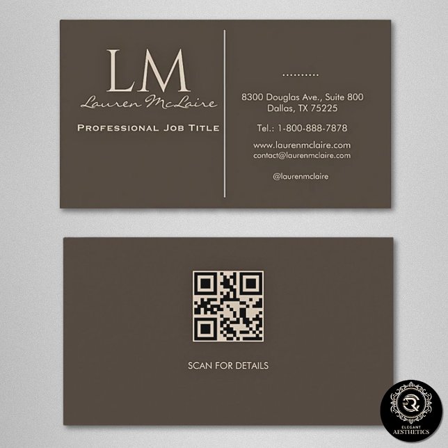 Tarjeta De Visita Código QR Taupe Elegante (Subido por el creador)