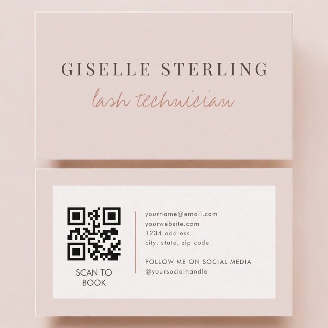 Tarjeta De Visita Código QR Técnico de Pestañas Rosa Rubor  (Subido por el creador)