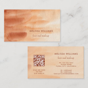 Tarjeta De Visita Código QR Terracota Fondo Simple Acuarela