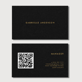 Tarjeta De Visita Código QR Textura de papel negro y tipografía de o