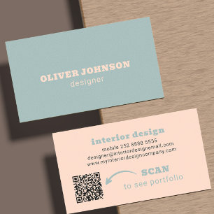 Tarjeta De Visita código QR tipografía moderna minimalista negrita a