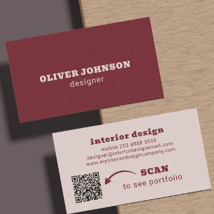 Tarjeta De Visita Código QR tipografía moderna minimalista negrita b