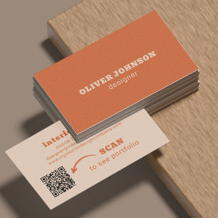 Tarjeta De Visita código QR tipografía moderna minimalista negrita n