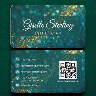 Tarjeta De Visita Código QR verde de esteticista
