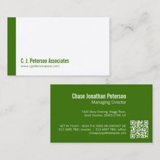 Tarjeta De Visita Código QR verde profesional simple