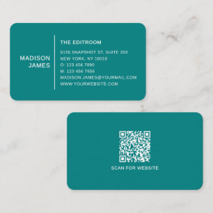 Tarjeta De Visita Código QR Verde Simple Moderno Minimalista