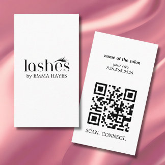 Tarjeta De Visita Código QR vertical de artista de pestañas moderno