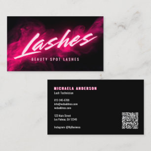 Tarjeta De Visita Código QR y redes sociales de Pink Neon & Smoke La