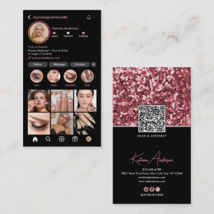 Tarjeta De Visita Código QR y redes sociales modernas de Instagram c