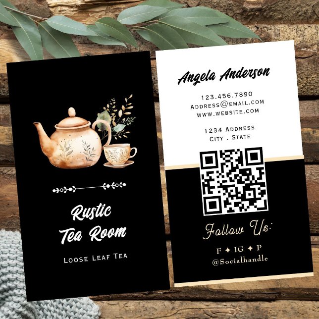 Tarjeta De Visita Código QR y sitio web de la sala de té (Subido por el creador)