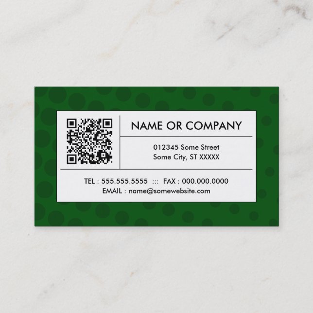 Tarjeta De Visita código verde del tono medio QR (Anverso)