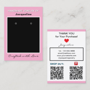 Tarjeta De Visita Códigos QR de Aretes de Joyería Rosa Negra