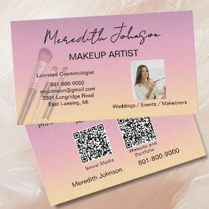 Tarjeta De Visita Códigos QR de Fotos Profesionales de Maquilladores