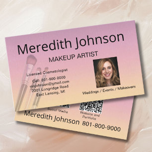 Tarjeta De Visita Códigos QR de Fotos Profesionales de Maquilladores