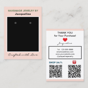 Tarjeta De Visita Códigos QR de pendientes de joyería negra con rubo