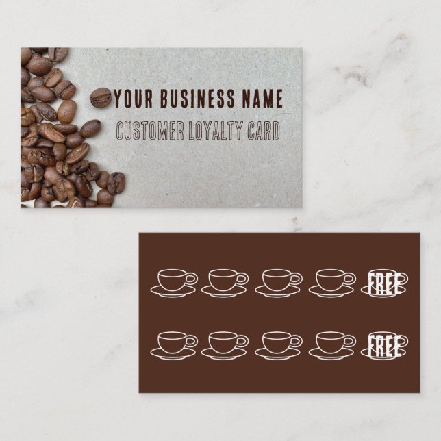 Tarjeta De Visita Coffee Bean Customer Loyalty Business Card (Anverso / Reverso)