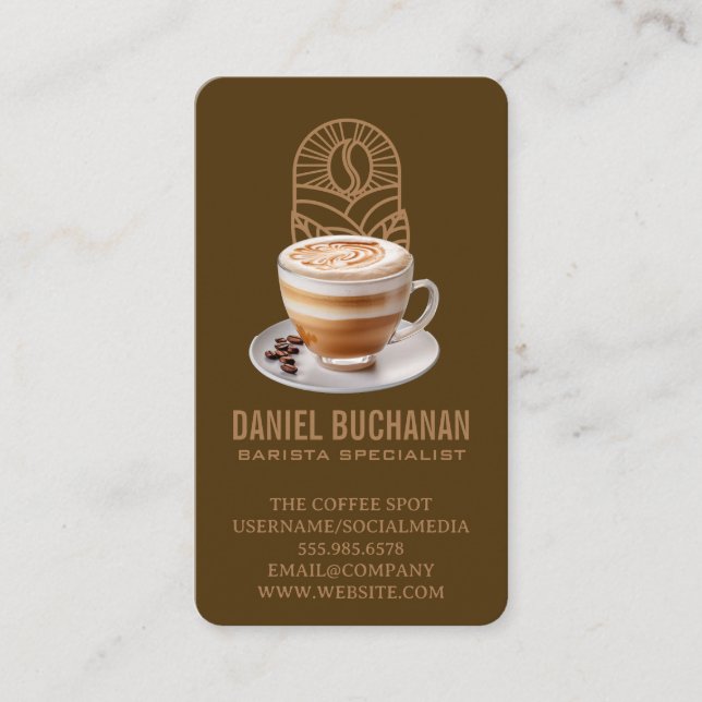 Tarjeta De Visita Coffee Cup and Beans | Barista | Cafe (Anverso)