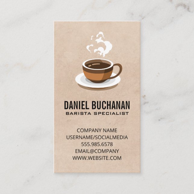 Tarjeta De Visita Coffee Cup Steaming (Anverso)