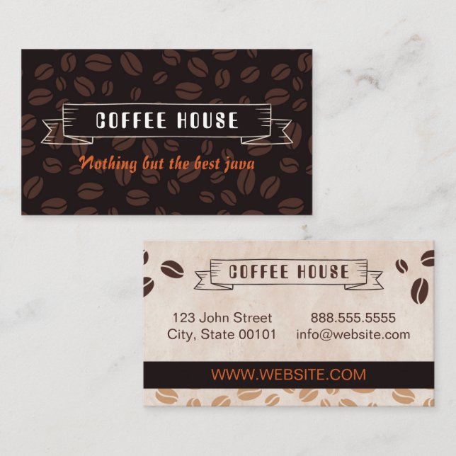 Tarjeta De Visita Coffee House Beans Business Card (Anverso / Reverso)