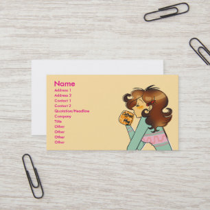Tarjeta De Visita Coffee Lover Chica Business Card Art