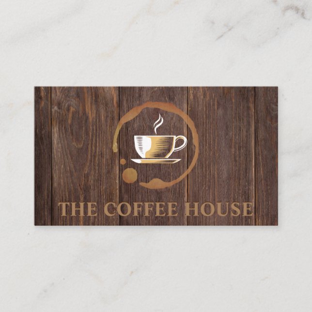 Tarjeta De Visita Coffee Mug | Paneles de madera (Anverso)