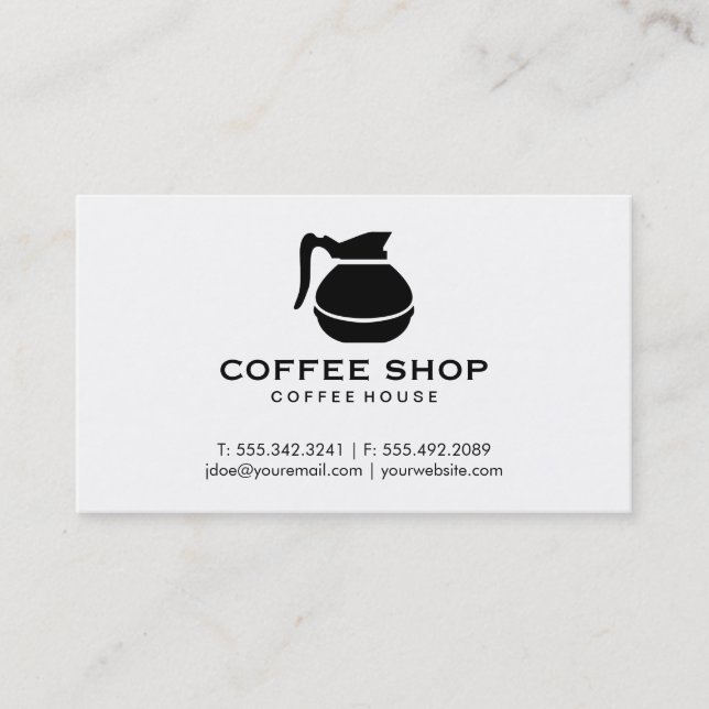 Tarjeta De Visita Coffee Pot (negro) (Anverso)