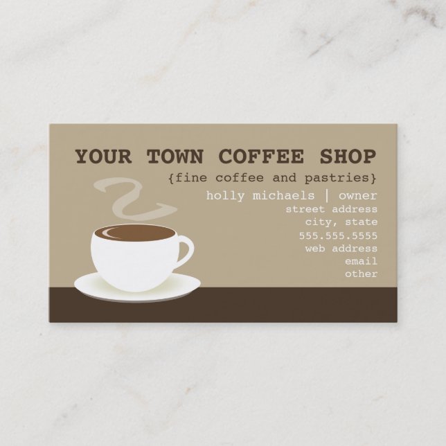 Tarjeta De Visita Coffee Shop Business Card - Copa de Café (Anverso)