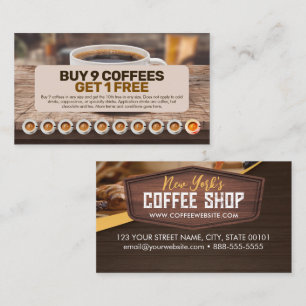 Tarjeta De Visita Coffee Shop Cafe Loyalty Punch Card