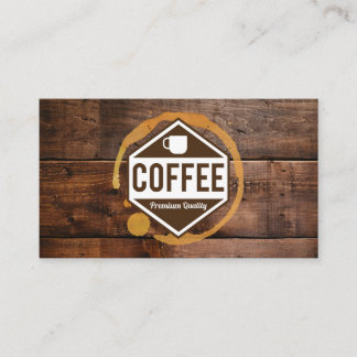 Tarjeta De Visita Coffee Stain | Café Barista Trim de Madera