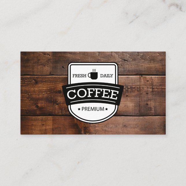 Tarjeta De Visita Coffee Stain | Café Barista Trim de Madera (Anverso)