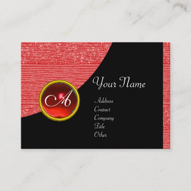 Tarjeta De Visita COJAS DE FASHION RED MONOGRAM, rubí negro (Anverso)